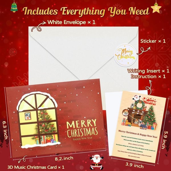 ✨ Christmas Card Pop Up with Light and Music 🎁