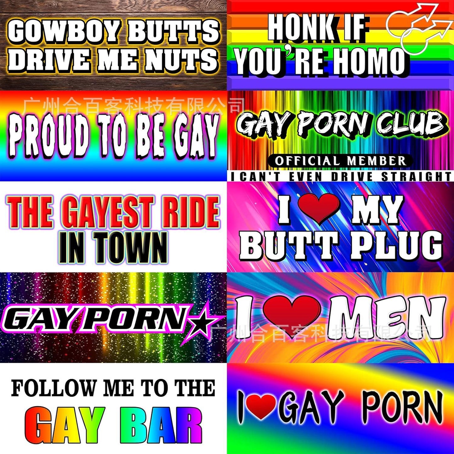 10 Pcs Bumper Decals Funny LGBT Stickers