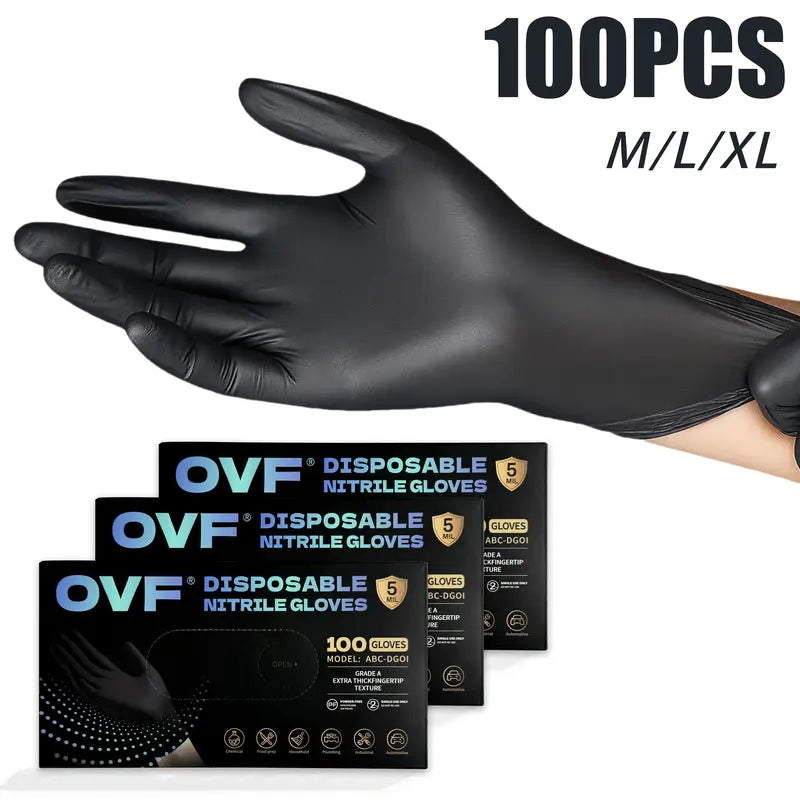 🔥 Premium 5mil Black Nitrile Gloves - Tear-Resistant, Abrasion-Resistant, Puncture-Proof