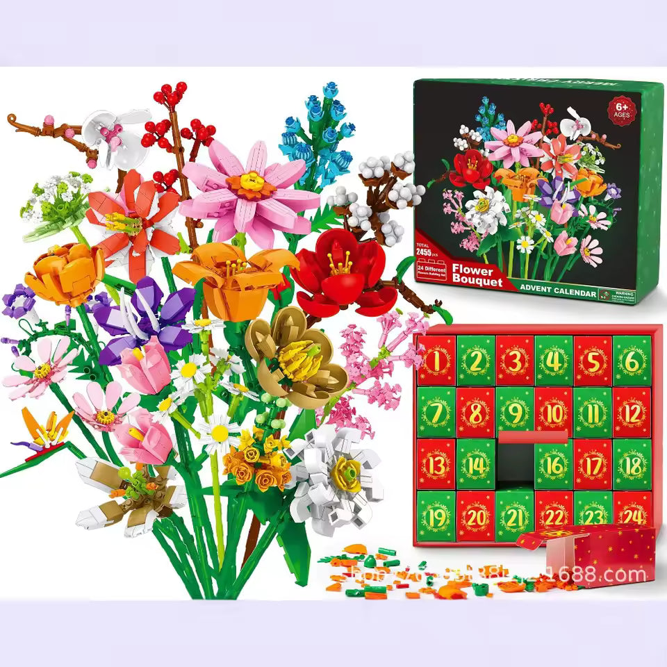 🎄✨ Advent Calendar 2025 – Flower Bouquet Building Blocks Set ✨🎄