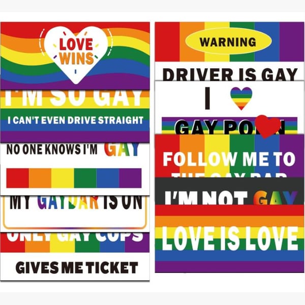 10 Pcs Bumper Decals Funny LGBT Stickers