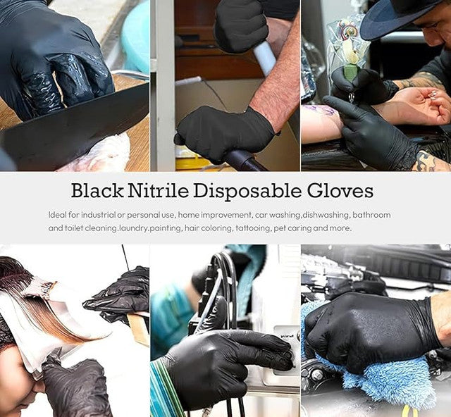 🔥 Premium 5mil Black Nitrile Gloves - Tear-Resistant, Abrasion-Resistant, Puncture-Proof