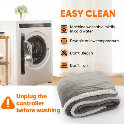 🔥 Wearable Electric Heated Blanket with Sleeves, Hood & Foot Pockets – 50x70 Inch Cozy Flannel Sherpa Blanket 🔌❄️