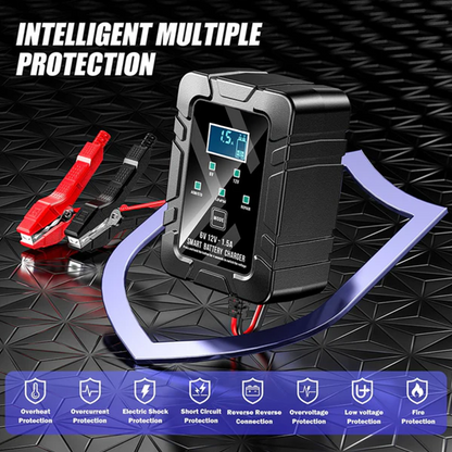 Smart Battery Charger, 6V and 12V, Battery Maintainer, For Lead-Acid & Lithium Batteries