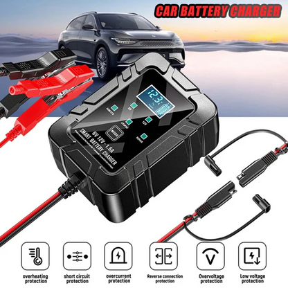 Smart Battery Charger, 6V and 12V, Battery Maintainer, For Lead-Acid & Lithium Batteries