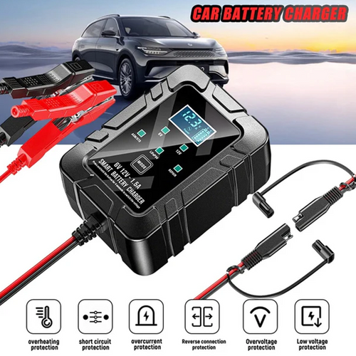 Smart Battery Charger, 6V and 12V, Battery Maintainer, For Lead-Acid & Lithium Batteries