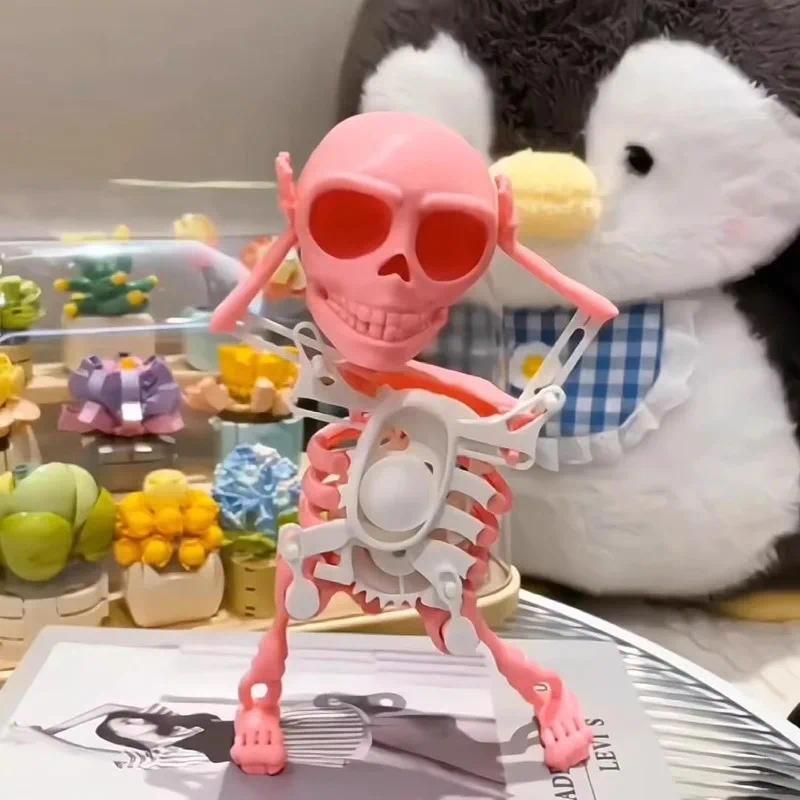 🎃 Halloween Toy – 💀3D Printed Wind-up Dancing Skeleton Toy ✨