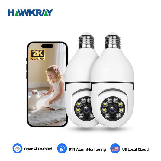 💡🔒 4MP Smart AI Light Bulb Camera with 911 Alarm Monitoring