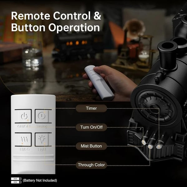 Train Diffuser 300ML 🚂 Essential Oil Aroma Humidifier | Cool Mist + Night Light