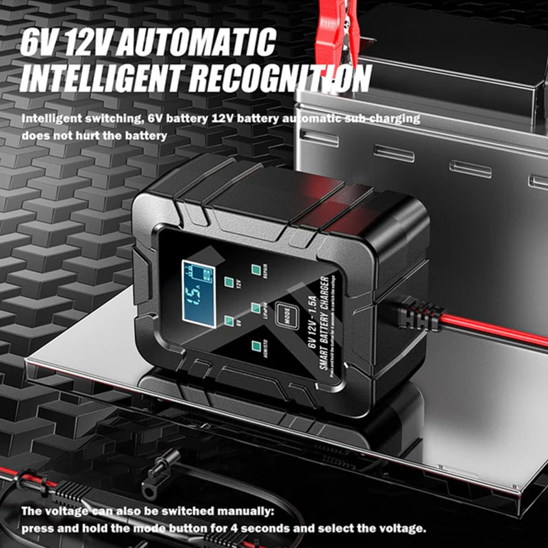 Smart Battery Charger, 6V and 12V, Battery Maintainer, For Lead-Acid & Lithium Batteries