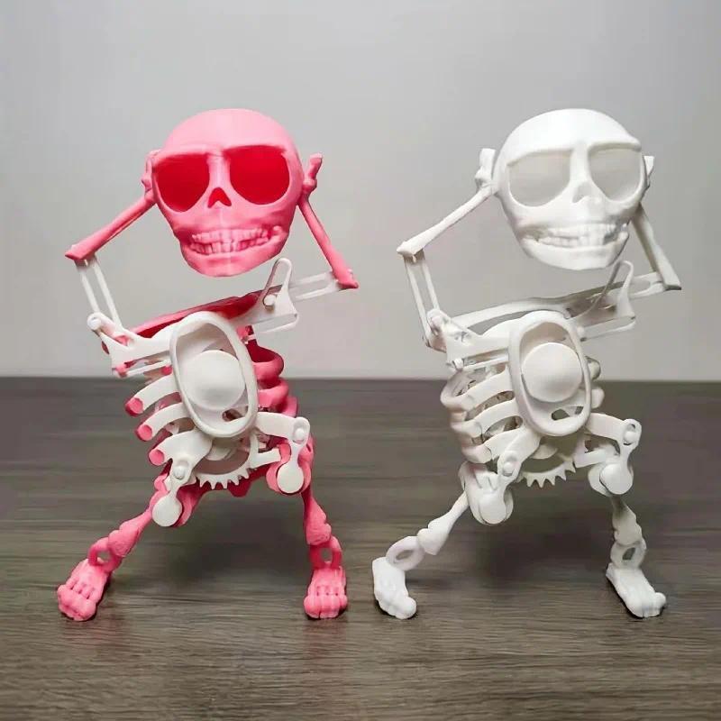 🎃 Halloween Toy – 💀3D Printed Wind-up Dancing Skeleton Toy ✨