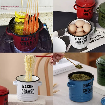 46oz Stainless Steel - Bacon Grease Container with Strainer & Food-Grade Silicone Spatula