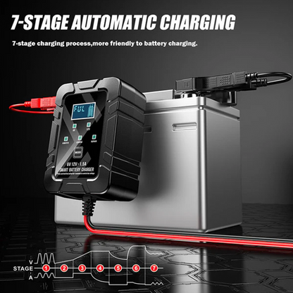 Smart Battery Charger, 6V and 12V, Battery Maintainer, For Lead-Acid & Lithium Batteries