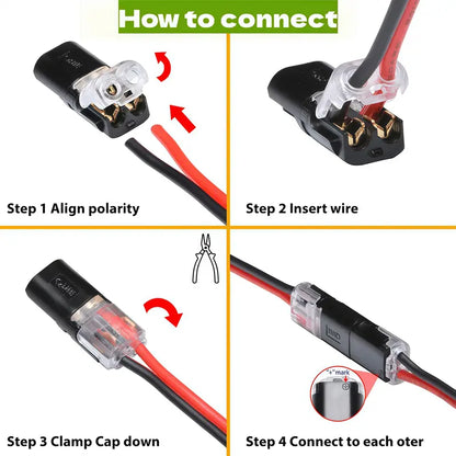 🔥🎄 Christmas Time Limited Offer -🔌2-Pin Solderless Wire Connector – Compact Plug for LED Strips & 18–22 AWG Cables