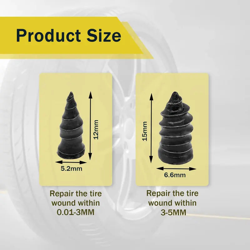 Tire Repair Rubber Nails Kit with 2 Sizes for Car/Motorcycle/Truck/Tractor