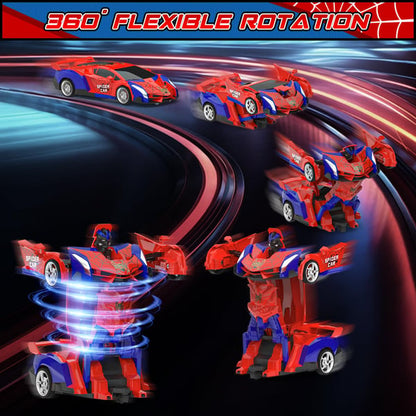 Transform Easter RC Cars for Boys 3-15,2.4Ghz Remote Control 1:18 Scale Robot Deformation 360° Rotation