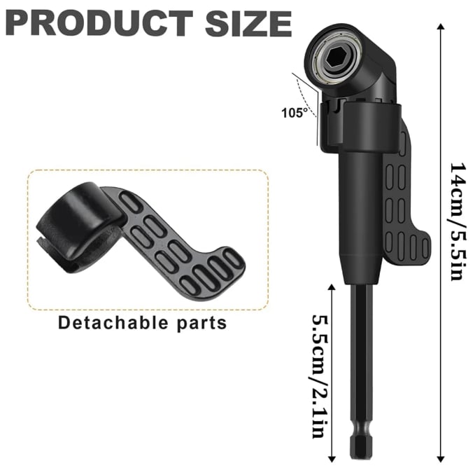 6Pcs Right Angle Drill Attachment Set with 105° Angle Drill Adapter and Impact Grade Socket Adapter