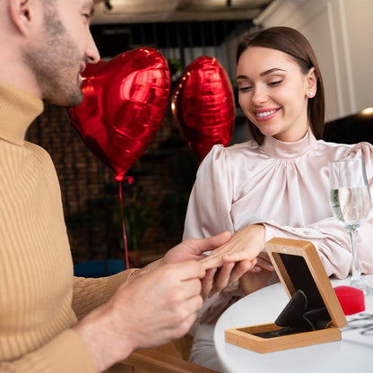 💍 Wooden Rotating Engagement Ring Box