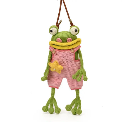 New Handmade Crochet Big Mouth Frog Crossbody Bag