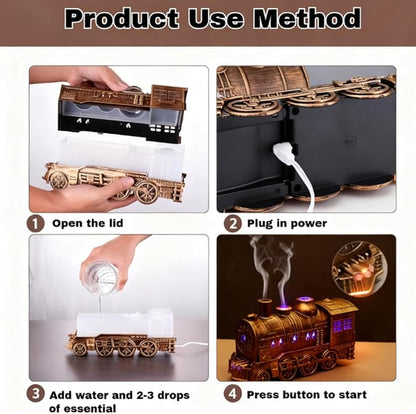 Train Diffuser 300ML 🚂 Essential Oil Aroma Humidifier | Cool Mist + Night Light