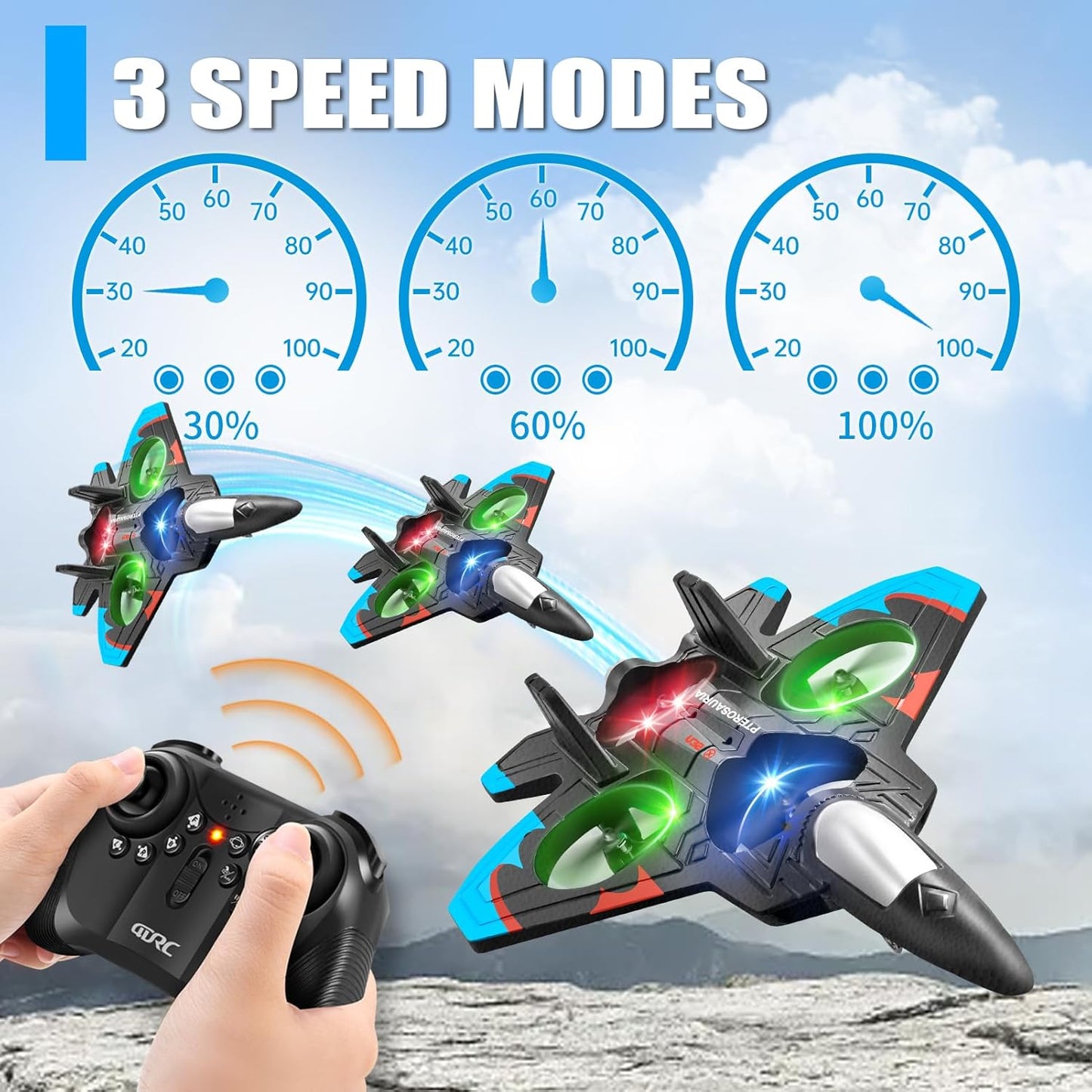 4DRC 2.4Ghz Jet Fighter Stunt RC Airplane with LED Lights✈