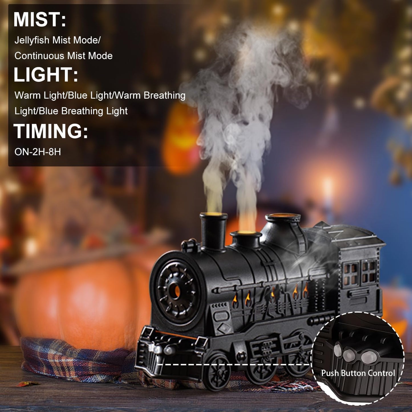Train Diffuser 300ML 🚂 Essential Oil Aroma Humidifier | Cool Mist + Night Light