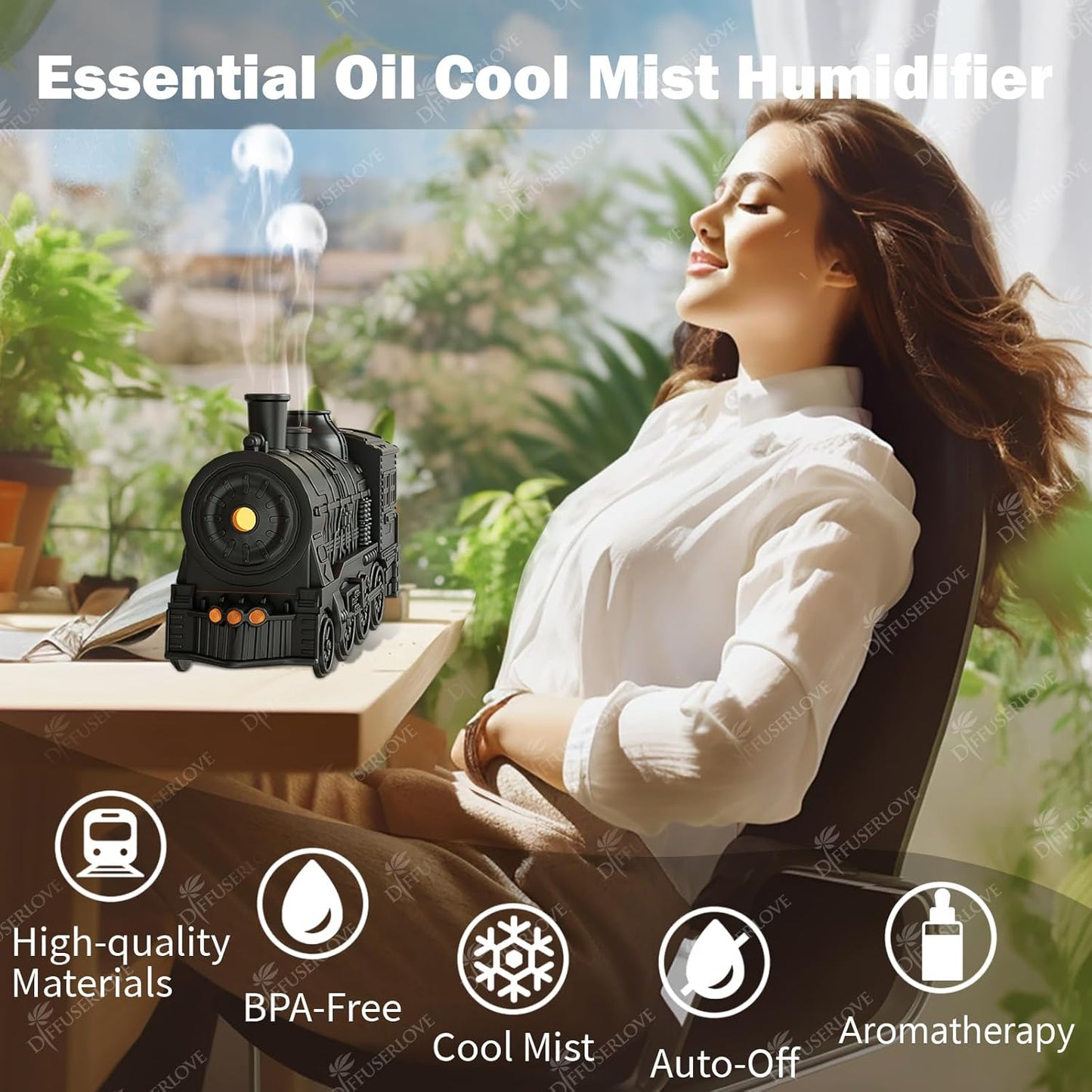 Train Diffuser 300ML 🚂 Essential Oil Aroma Humidifier | Cool Mist + Night Light