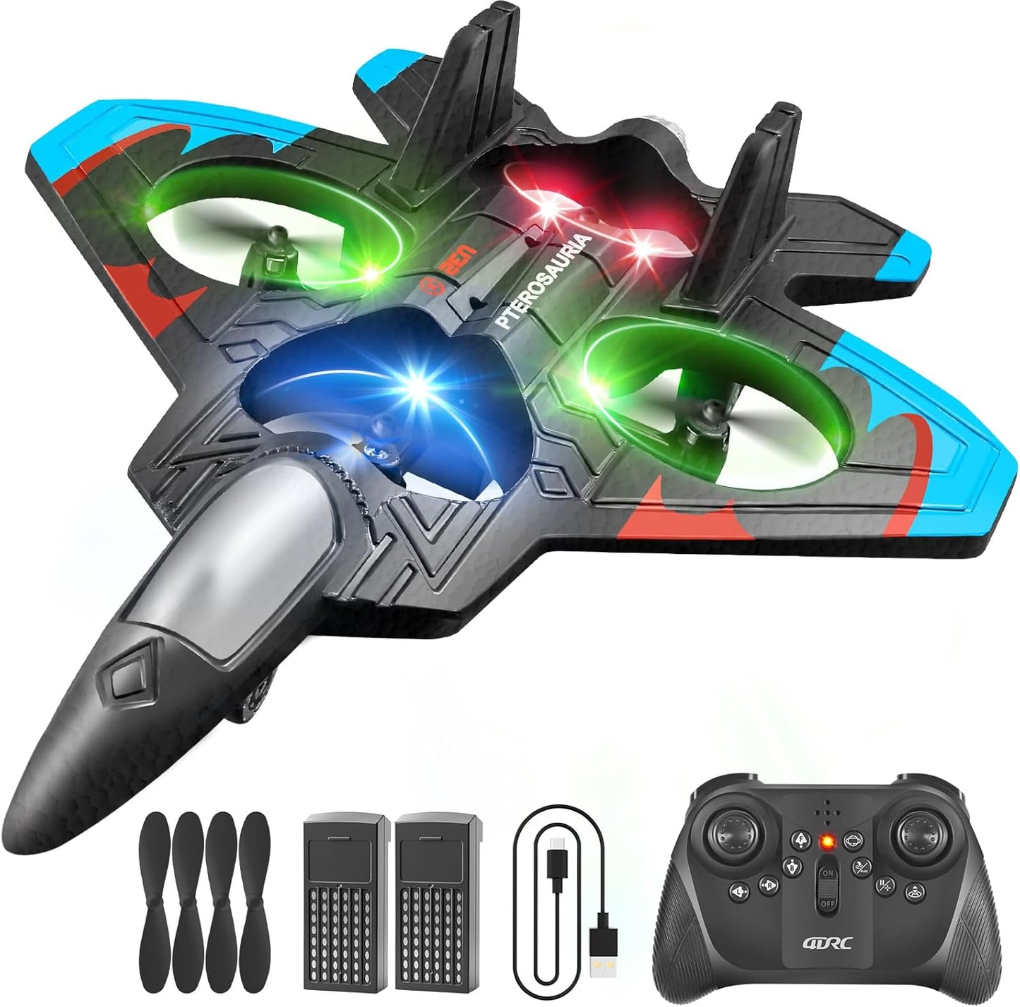 4DRC 2.4Ghz Jet Fighter Stunt RC Airplane with LED Lights✈