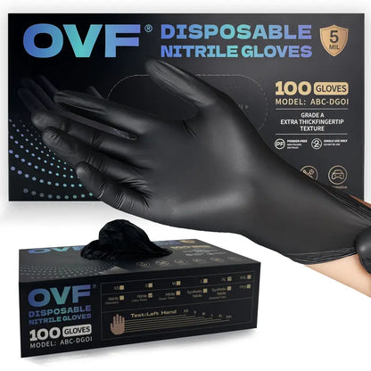 🔥 Premium 5mil Black Nitrile Gloves - Tear-Resistant, Abrasion-Resistant, Puncture-Proof