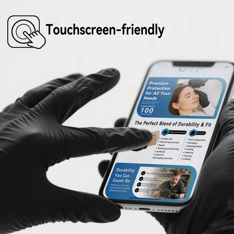 🔥 Premium 5mil Black Nitrile Gloves - Tear-Resistant, Abrasion-Resistant, Puncture-Proof