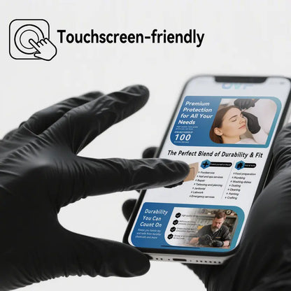 🔥 Premium 5mil Black Nitrile Gloves - Tear-Resistant, Abrasion-Resistant, Puncture-Proof