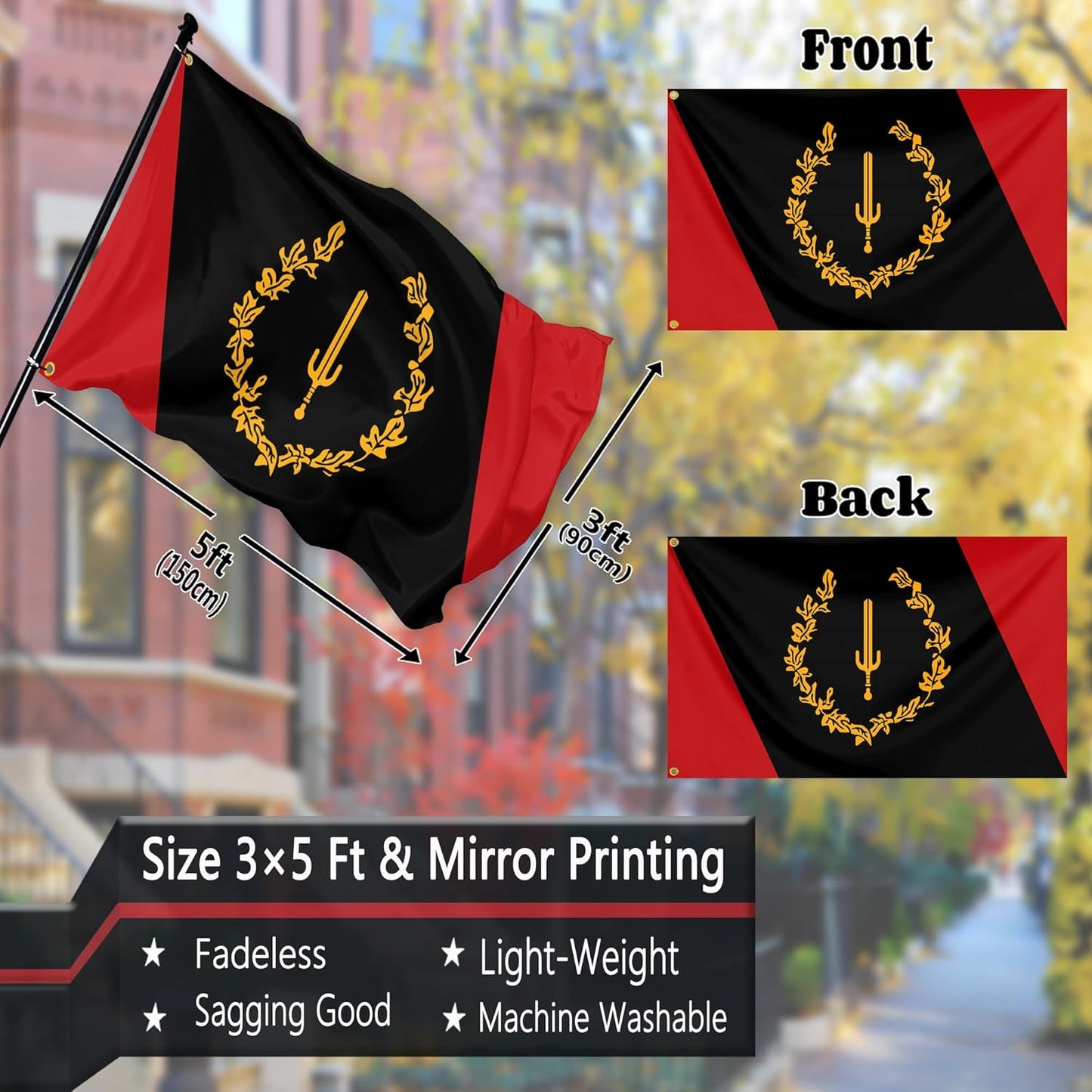 🏴 G128 Black American Heritage Flag – 3x5 Ft | LiteWeave Pro Series 🇺🇸