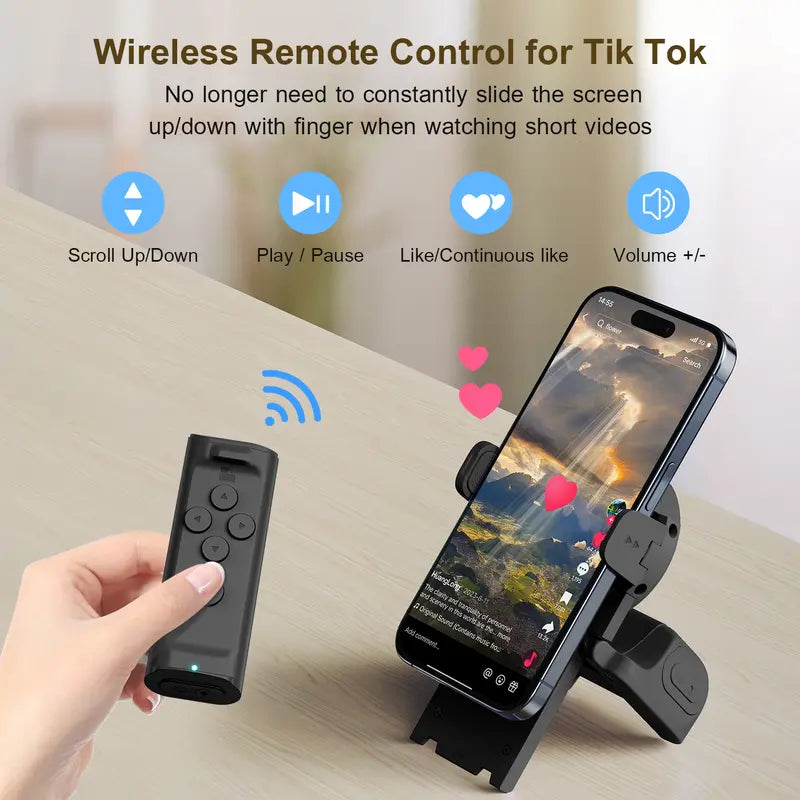 ✨Remote Control for TikTok Scrolling with Smartphone Holder Stand 📱