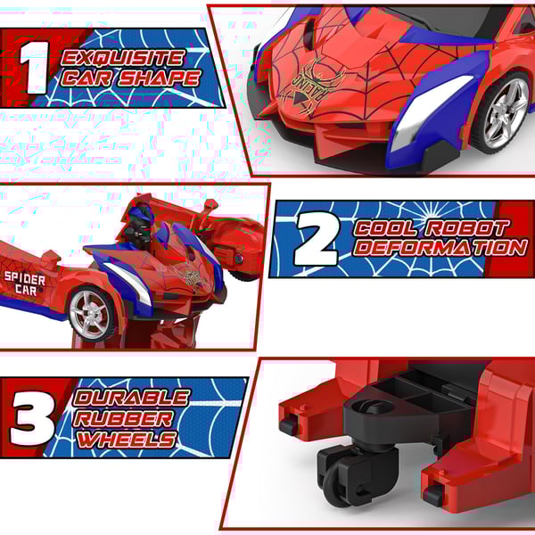 Transform Easter RC Cars for Boys 3-15,2.4Ghz Remote Control 1:18 Scale Robot Deformation 360° Rotation