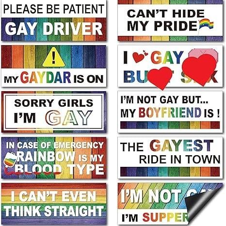 10 Pcs Bumper Decals Funny LGBT Stickers