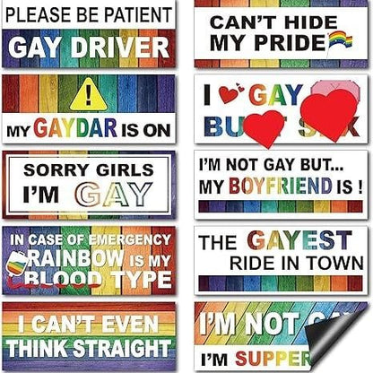 10 Pcs Bumper Decals Funny LGBT Stickers