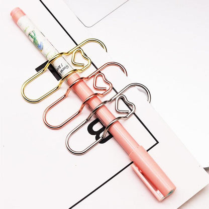 Multifunctional Heart Pen Clips 🖇️💖 – Rose Gold, Silver & Steel