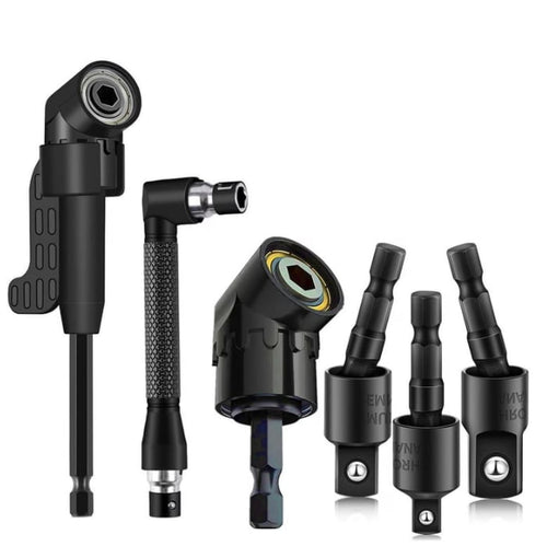 6Pcs Right Angle Drill Attachment Set with 105° Angle Drill Adapter and Impact Grade Socket Adapter