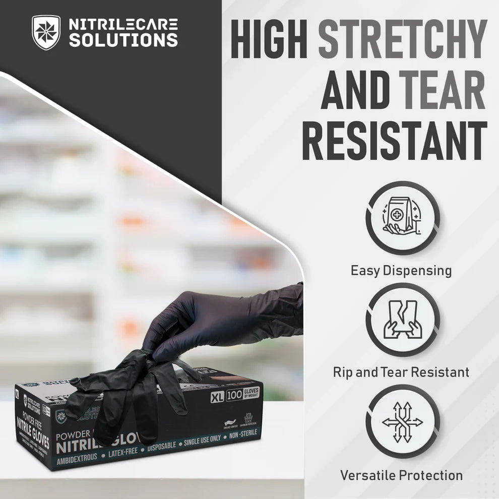 🔥 Premium 5mil Black Nitrile Gloves - Tear-Resistant, Abrasion-Resistant, Puncture-Proof