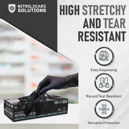 🔥 Premium 5mil Black Nitrile Gloves - Tear-Resistant, Abrasion-Resistant, Puncture-Proof