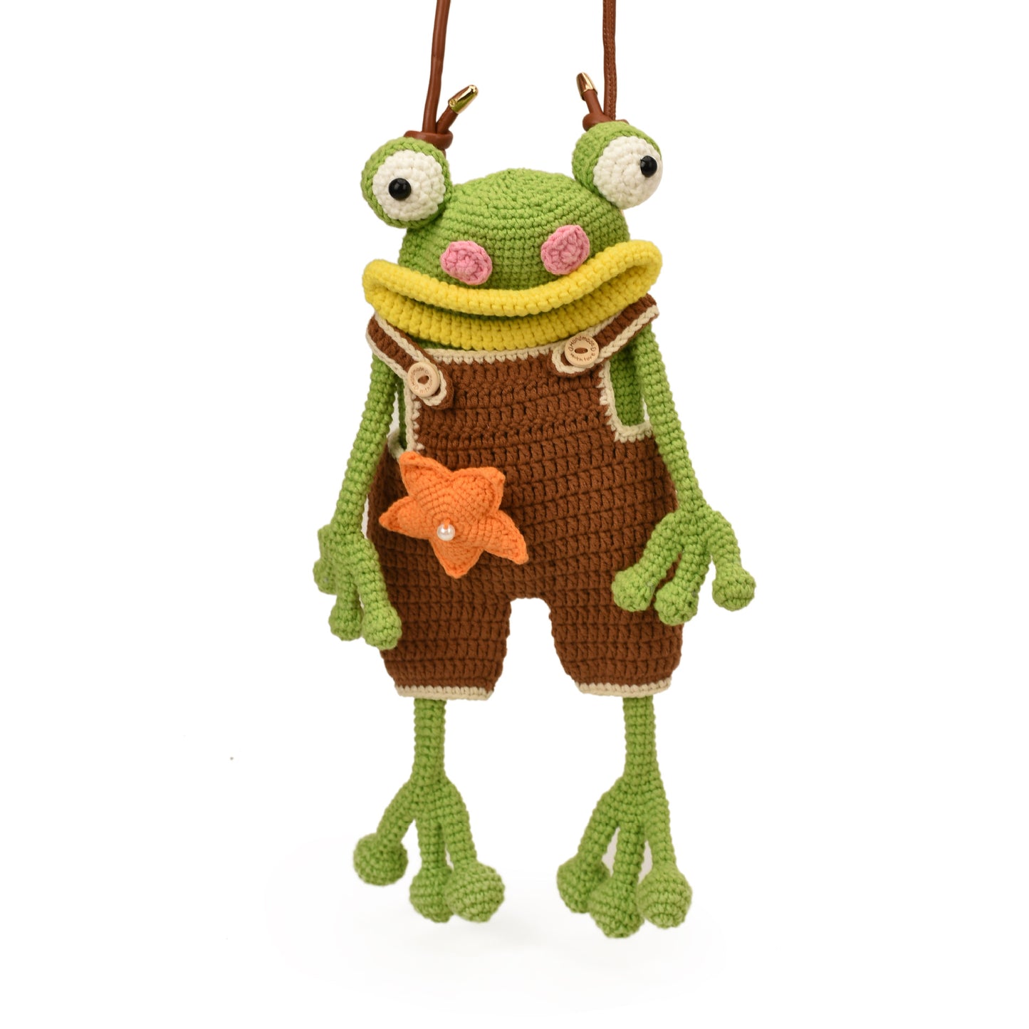 New Handmade Crochet Big Mouth Frog Crossbody Bag