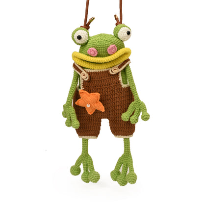 New Handmade Crochet Big Mouth Frog Crossbody Bag
