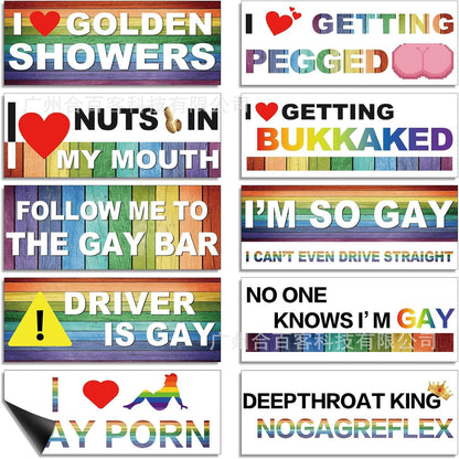 10 Pcs Bumper Decals Funny LGBT Stickers