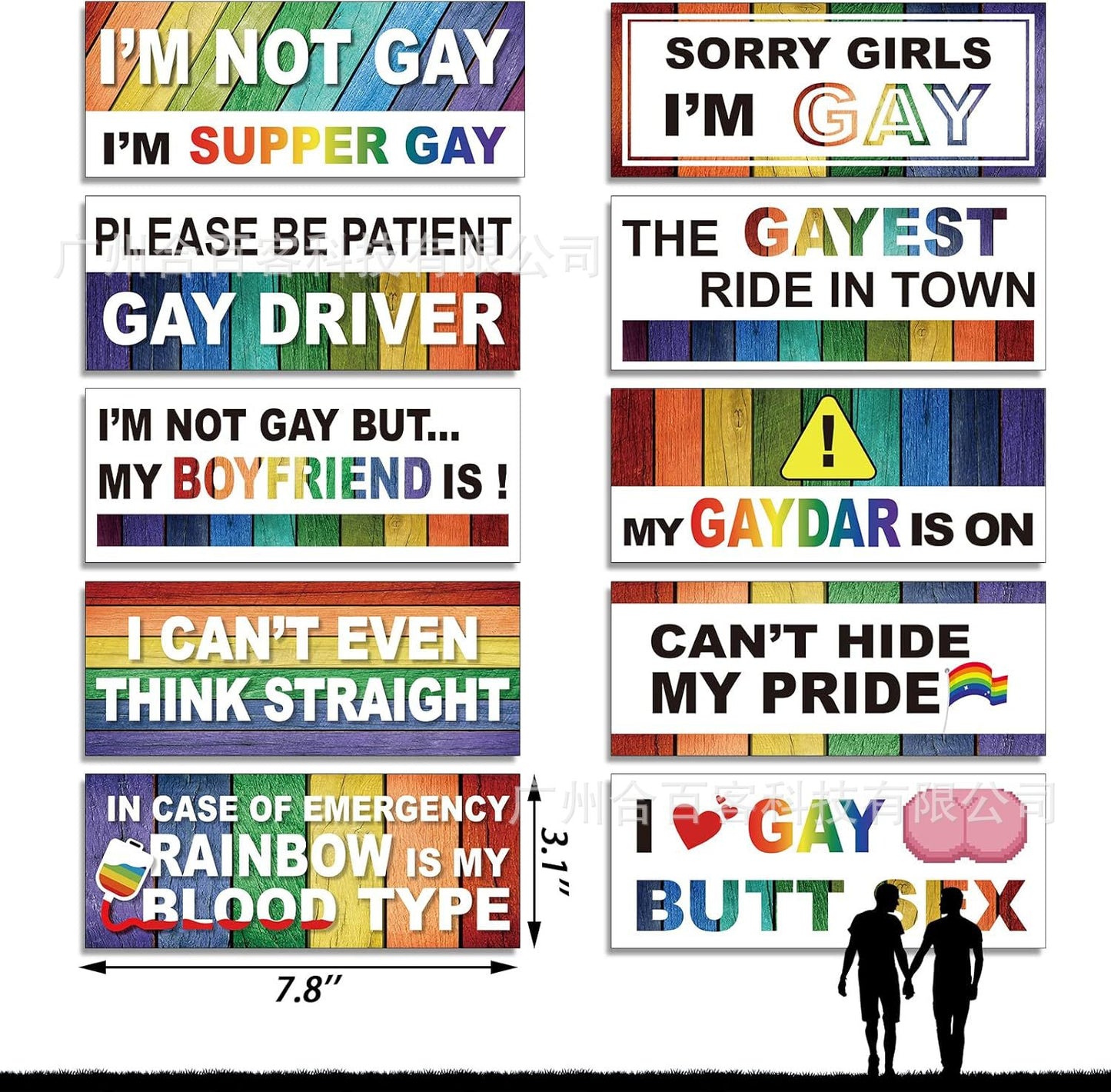 10 Pcs Bumper Decals Funny LGBT Stickers