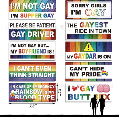 10 Pcs Bumper Decals Funny LGBT Stickers