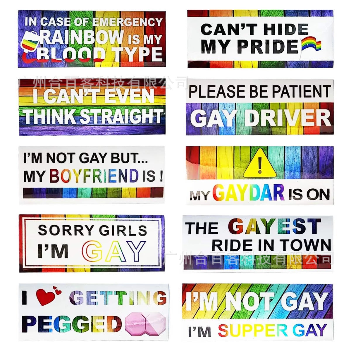 10 Pcs Bumper Decals Funny LGBT Stickers