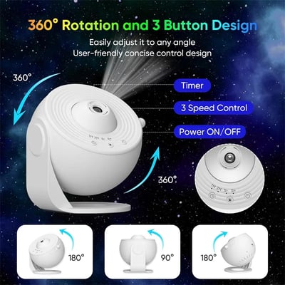 Lunara Starry Sky Projector LED Night Lamp For Bedroom