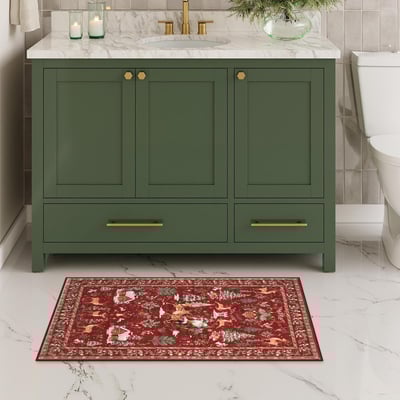 Christmas Deer Santa Long Rug