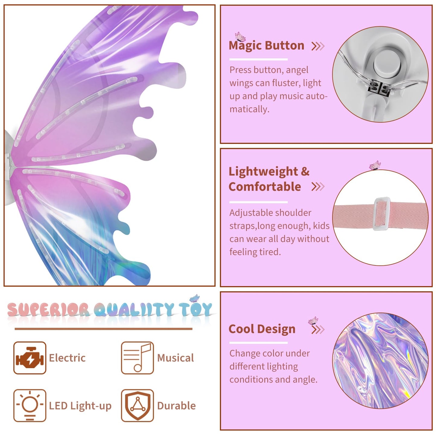 Light Up Fairy Wings for Girls