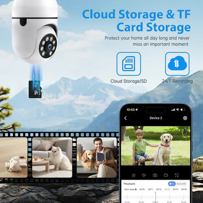 💡🔒 4MP Smart AI Light Bulb Camera with 911 Alarm Monitoring